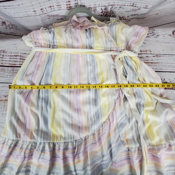 Lauren Conrad Pastel Rainbow Multicolor Faux Wrap Dress Plus Size 2XL NWT - Picture 12 of 14